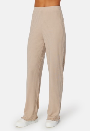 BUBBLEROOM Malvina rib trousers Dark beige M
