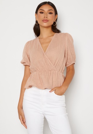 VERO MODA Petrine S/S Wrap Top Mahogany Rose L