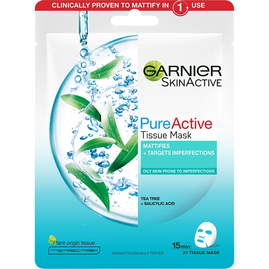 Skin Active Tea tree tissue mask, 28 g Garnier Kangasnaamiot
