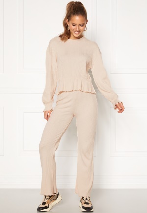BUBBLEROOM Elleny ribbed trousers Cream S