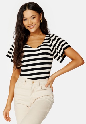 ONLY ONLLeelo Stripe S/S BackPullover Pumice Stone Stripe L