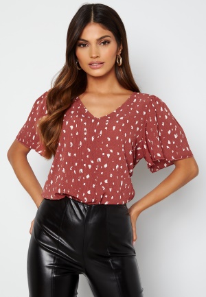 ONLY Nova Lux S/S Frida Top Apple Butter AOP Blu L