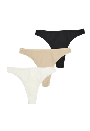 BUBBLEROOM 3-pack Beatrice Soft Thong White / Black / Beige XS