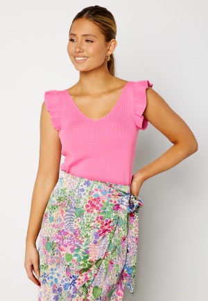 JDY Morgan S/L Frill Top Knit Fuchsia Pink XL