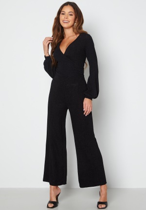 VILA Shinni Glitter HW Culotte Pants Black: Black Lurex XS