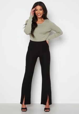 Pieces Ribbi HW Slit Pants Black M