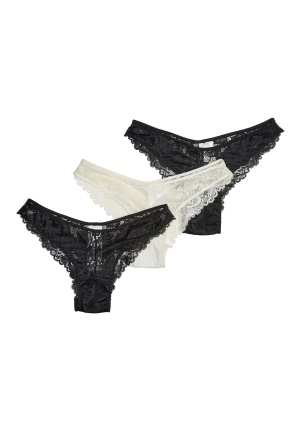 BUBBLEROOM 3-pack Bessie Lace Brief Black / Black / White S