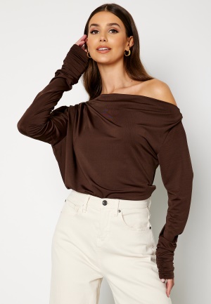 Trendyol Miranda Off Shoulder Top Brown S