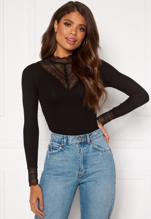 ONLY Tilde L/S High Neck Lace Top JRS Black M