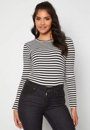SELECTED FEMME Anna LS Crew Neck Tee Black Stripes M