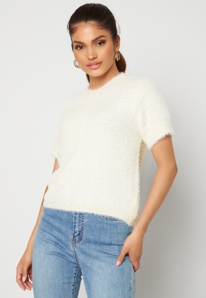 Blue Vanilla Fluffy Knit Top Ivory S/M