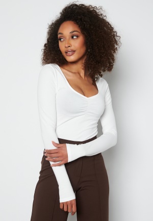 BUBBLEROOM Isolde deep v-neck top Offwhite S