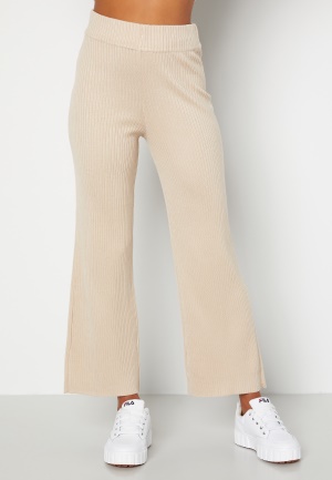 BUBBLEROOM Marah knitted long trousers Light beige XL