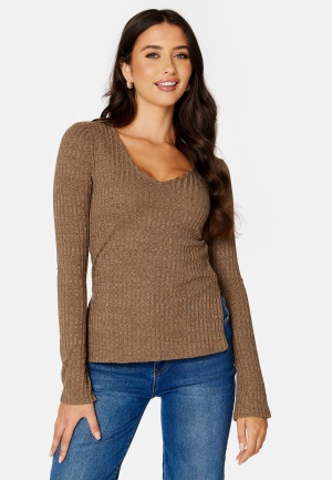 BUBBLEROOM Winter deep V-neck top Brown L