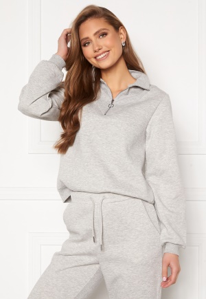 VILA Pera L/S Zipper Sweat Top Super Light Grey Mel XS
