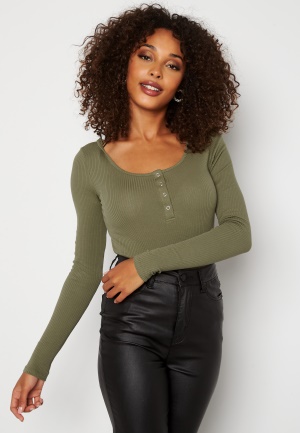 Pieces Kitte LS Top Deep Lichen Green XS