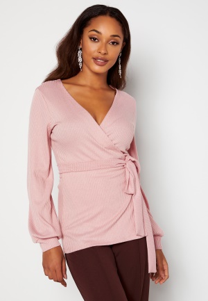 Chiara Forthi Corina rib wrap top Dusty pink S