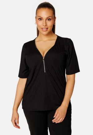 Happy Holly Witney rib zip top Black 40/42