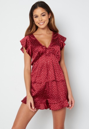 BUBBLEROOM Roxana satin pyjama set Wine-red / Dotted 42