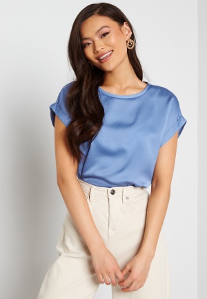 VILA Ellette S/S Satin Top English Manor 36