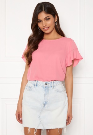 VILA Lucy S/S Flounce Top Wild Rose M