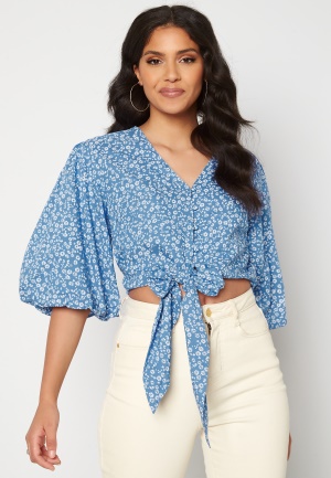 Rut & Circle Telma Knot Top Blue Print M