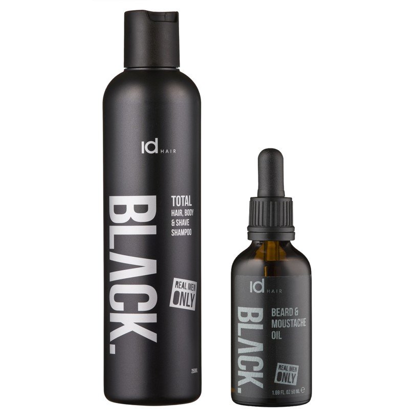 IdHAIR - Black Shampoo Total 3 in 1 250 ml + Black Beard Oil 50 ml