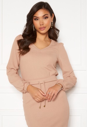 Happy Holly Emilia ls sleeve puff top Light beige 44/46