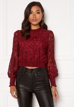 BUBBLEROOM Aida lace blouse Wine-red 36