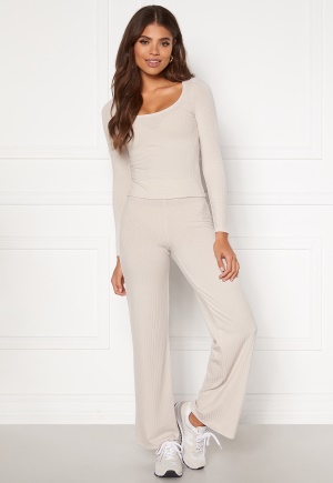 BUBBLEROOM Alanya rib trousers Light beige M