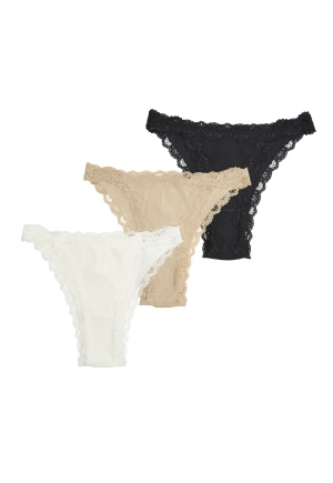 BUBBLEROOM 3-pack Ginnie Lace Edge Brazilian White / Black / Beige S