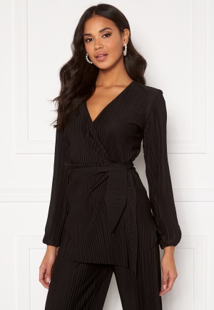 BUBBLEROOM Lola pleated wrap top Black XS