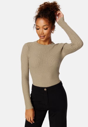 Pieces Crista LS O-Neck Knit Fossil XS