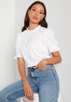 VILA Kawa S/S Flounce Top Optical Snow XS
