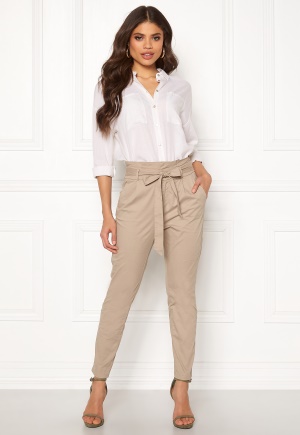 VERO MODA Eva Loose Paperbag Pants Silver Mink L/30