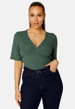 Happy Holly Witney rib zip top Green 48/50