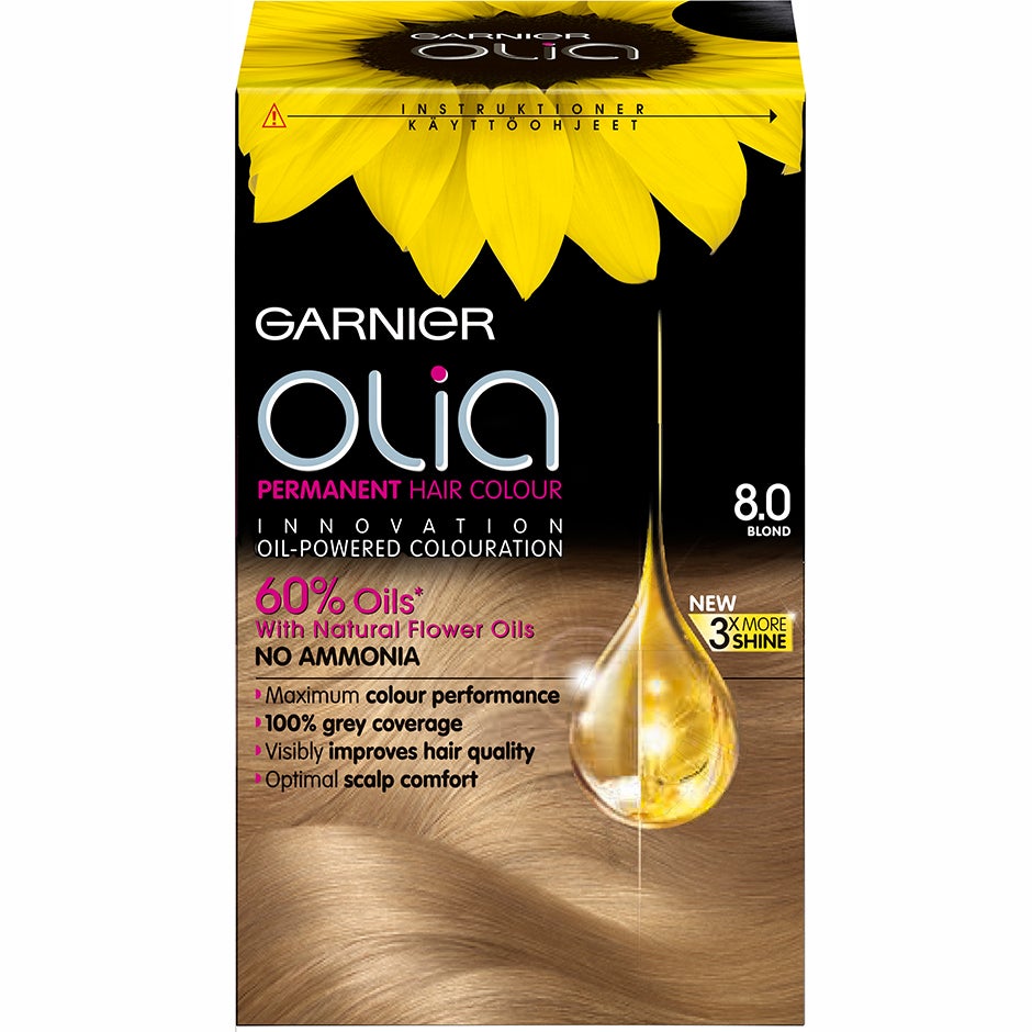 Garnier Olia Permanent Hair Colour, 8.0 Blond, Garnier Hiusvärit