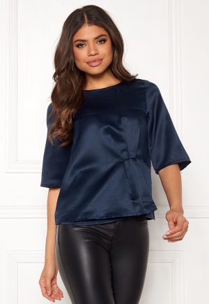 Happy Holly Pamela satin top Blue 48/50