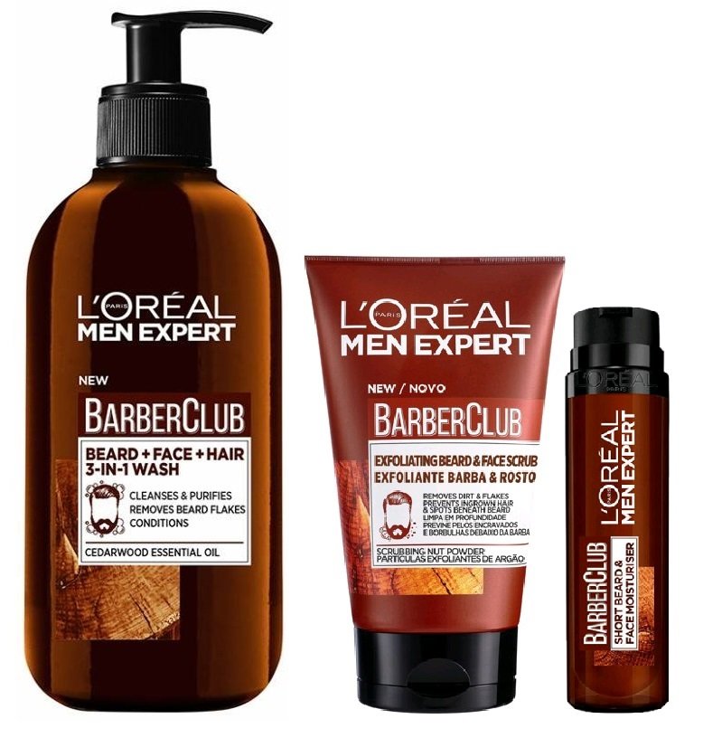 L'Oréal - Men Expert Barber Club Beard and Face Wash 200 ml + Face Moisturizer 50 ml + Beard&Face Scrub 100 ml