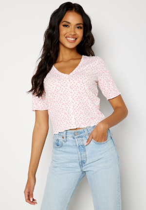Pieces Volipe SS Short Cardigan Cloud Dancer AOP:FLO XL