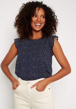 ONLY Ann Star S/L Frill Top Night Sky AOP: Dot L