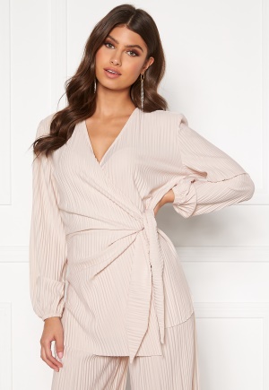 BUBBLEROOM Lola pleated wrap top Light beige XS