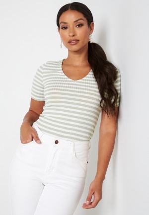 JDY Fransiska S/S Stripe Top Mineral Gray Stripes XS