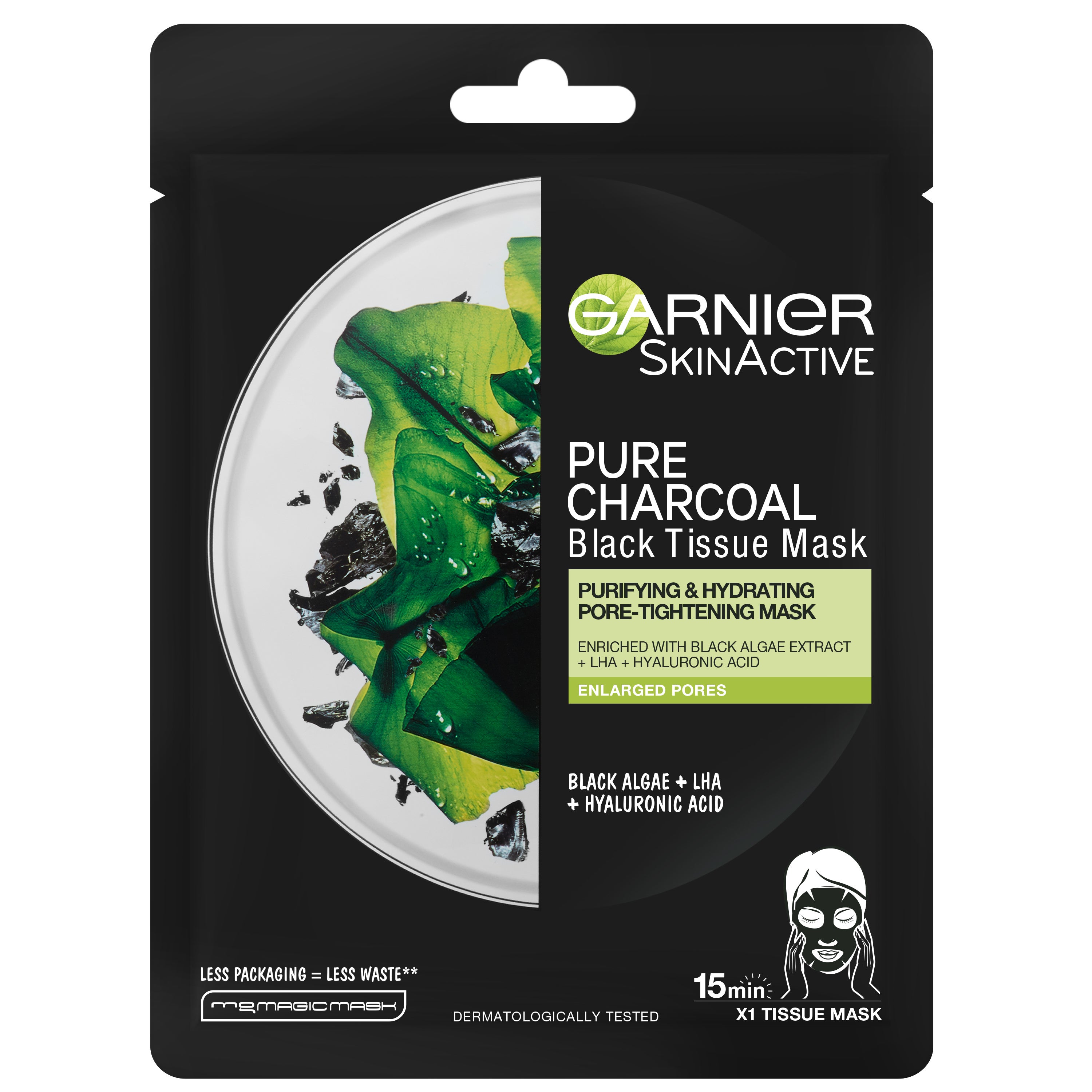 Skin Active Pure Charcoal Black Tissue Mask, Garnier Kangasnaamiot