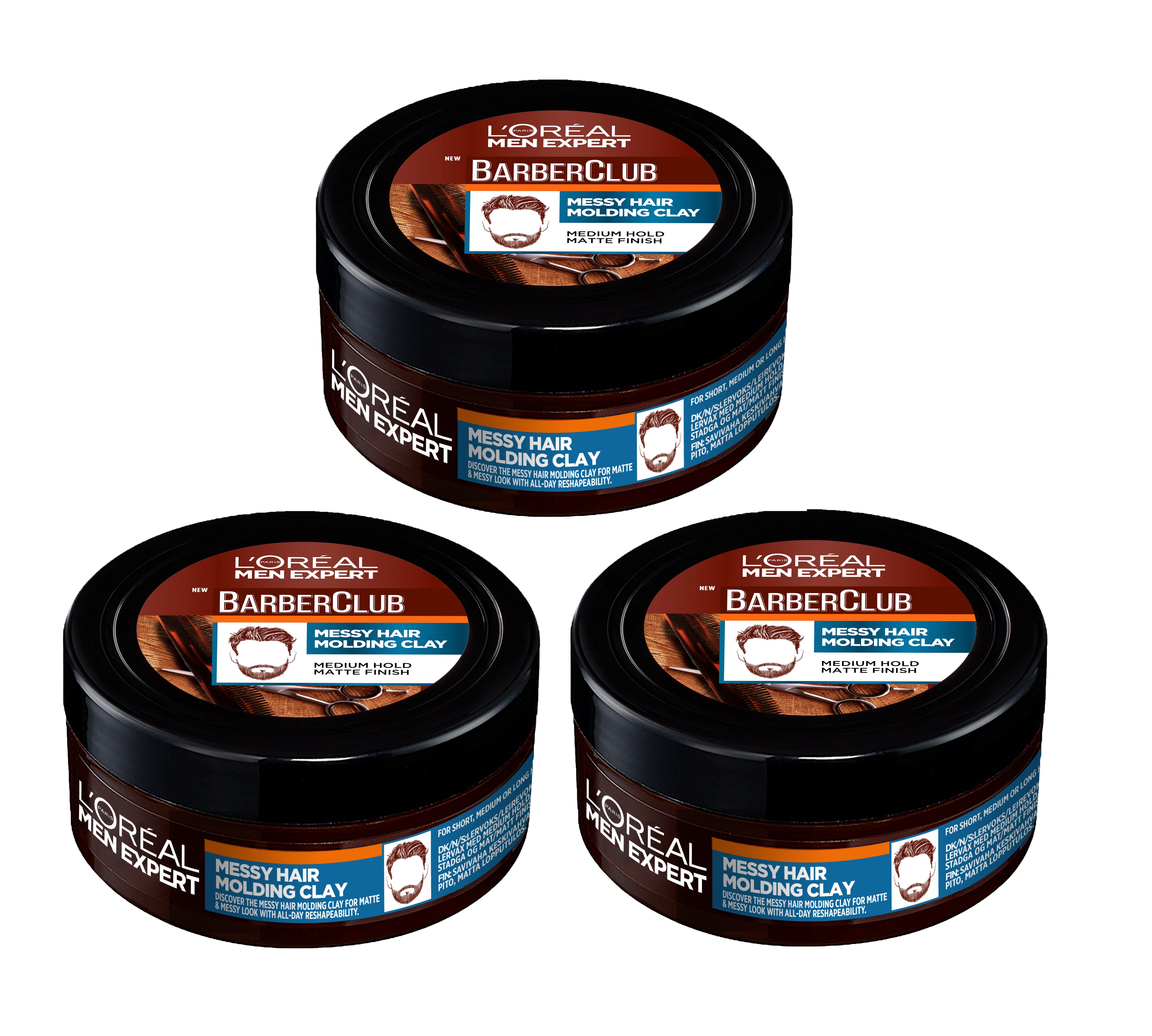 L'Oréal - 3 x Men Expert Barber Club Messy Hair Molding Clay