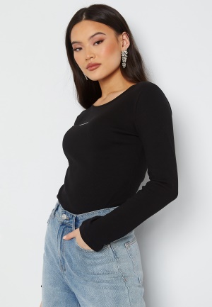 Calvin Klein Jeans Micro Branding Rib LS Tee BEH Ck Black L
