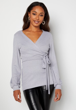 Chiara Forthi Corina rib wrap top Dark grey melange XS