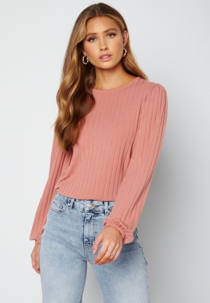 BUBBLEROOM Harper rib top Dark dusty pink XS