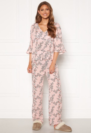 Trendyol Flower Printed Pyjama Set Pudra/Powder Pink 38