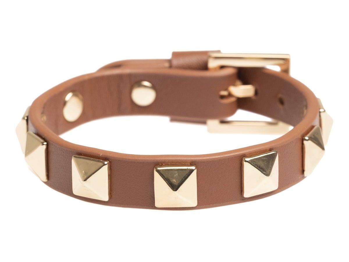 Leather Stud Brace Pale Pink, Dark Käsikoruja